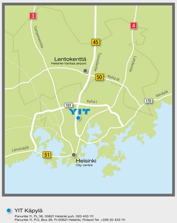 Saapumisohjeet YIT:n pääkonttorille lentokentältä